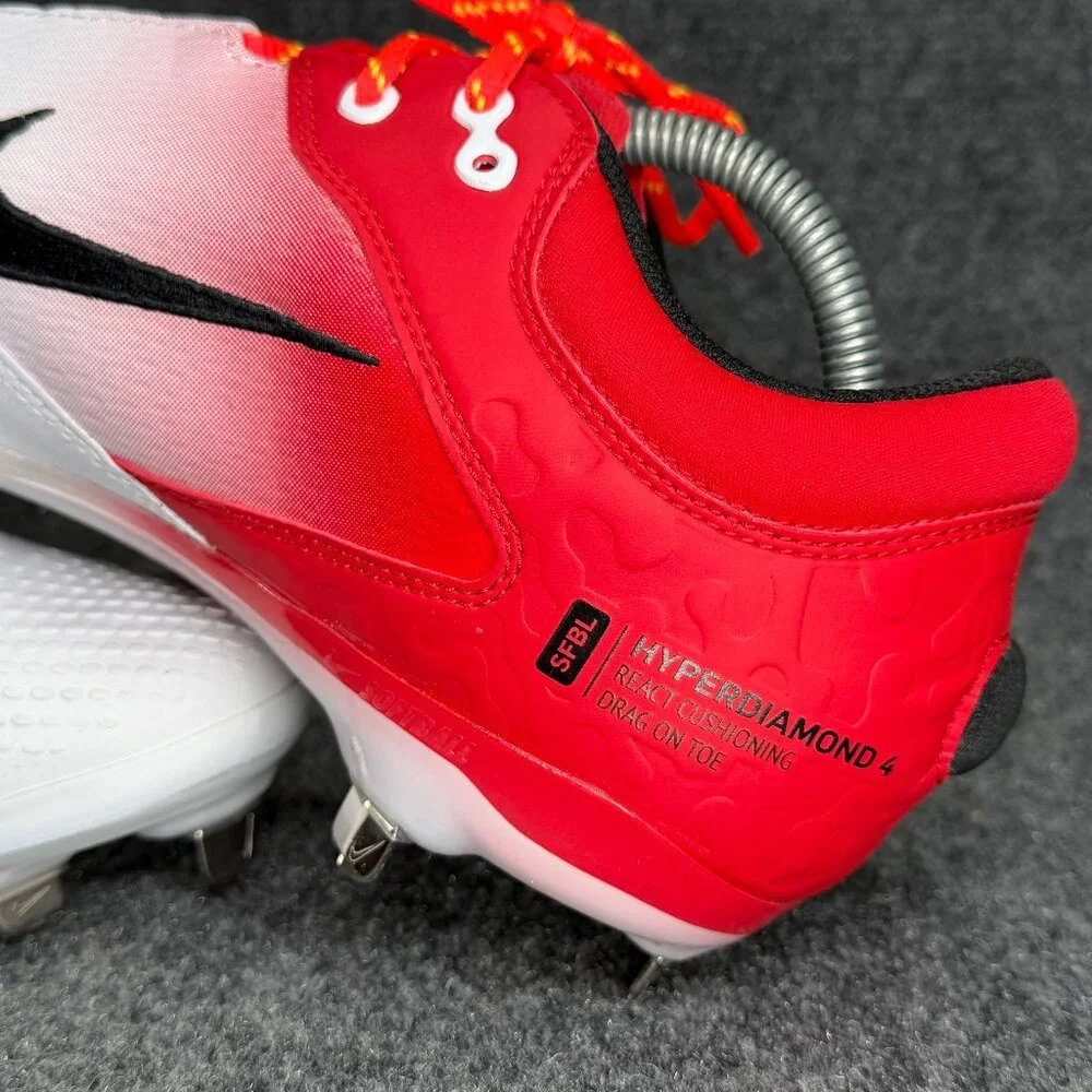 Nike womens White and Red Gradient Athletic Cleats